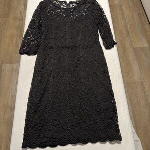 Connected Apparel Black Lace Long Sleeve Dress